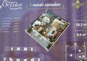 Фото 2 1-комн. квартира в Юнусабадском районе