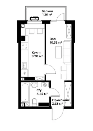 Фото 1 1-комн. квартира в Алмазар