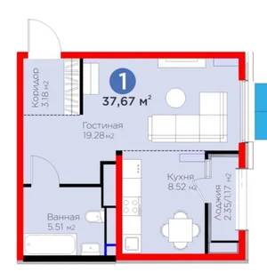 Фото 1 1-комн. квартира в NRG-BI-GROUP