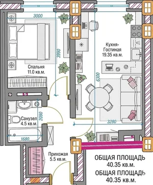 Фото 2 1-комн. квартира в Голден Сити